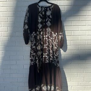 Sue Sartor Floral Brown Dress